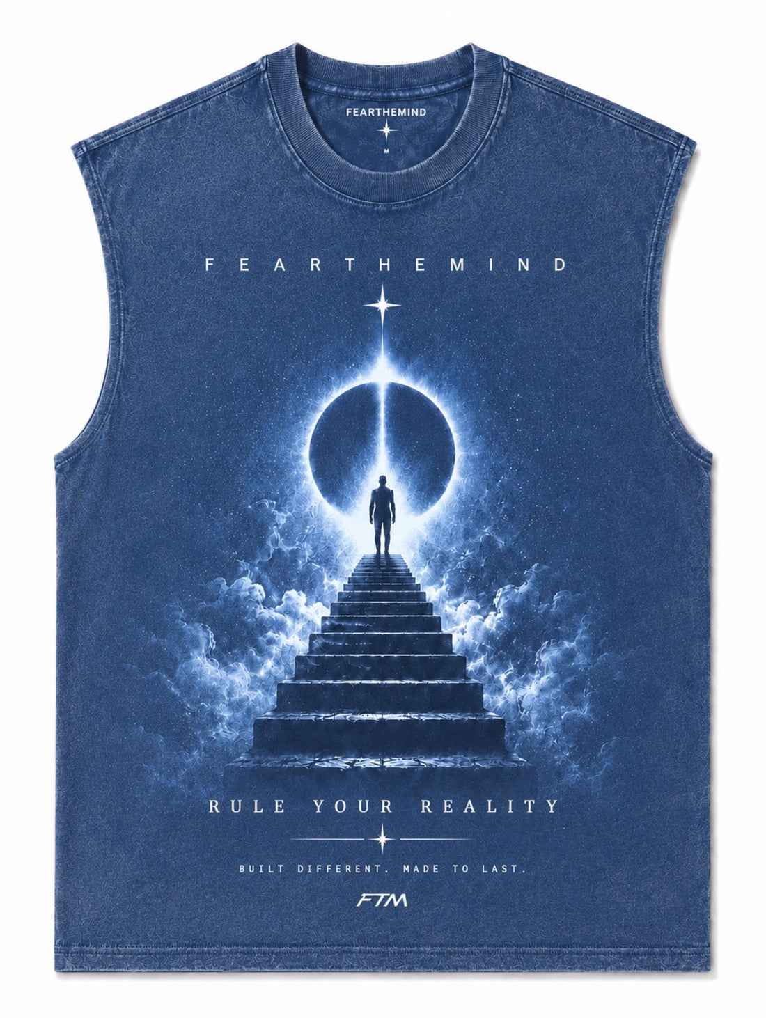Ascension Sleeveless Tee Blue Acid wash